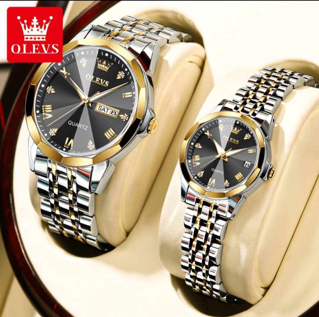OLEVS New Exclusive Design Couple  Watch Black Dial